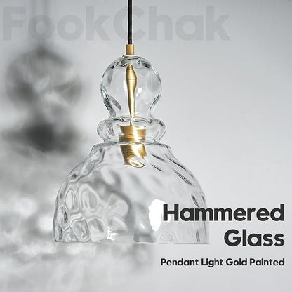 Hammered Glass Pendant Light Gold Pendant Lights Kitchen Island 12in Large Brass Kichen Island Light Over Sink Glass Ceiling Pendant Light for Entry Hallway Dining Room