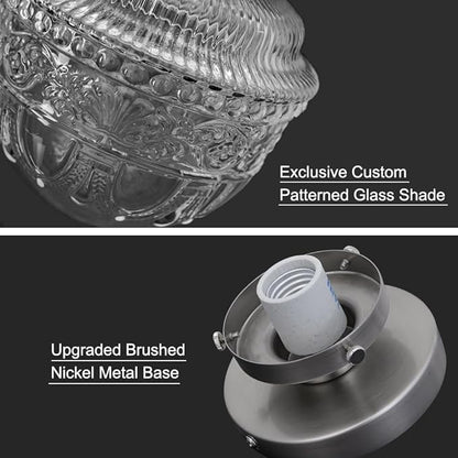 DSMJFU Brushed Nickel Semi Flush Mount Ceiling Light, Small Blowing Clear Glass Shade Ceiling Light Fixtures for Bedroom Closet Bathroom Hallway Kitchen