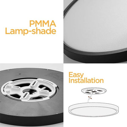 TALOYA Black 6 Pack Led Ceiling Fixture Flush Mount for Kitchen Living Room Garage Foyer, 3000K/3500K/4000K/5000K/6500K 5-in-1 CCT Selectable, 12 Inch 20W Ultra-Thin Surface Mounted Light Fixture