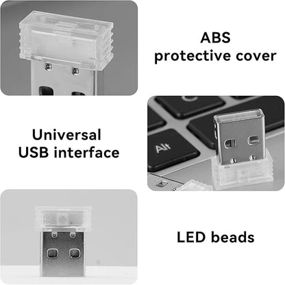 2 PCS USB LED Car Interior Atmosphere Lamp, Portable Mini LED Night Light, Plug-in USB Interface Trunk Ambient Lighting Kit, Universal Car Accessories (Touch Switching Between 7 Colors)