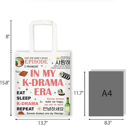 K-Pop Gift Tote Bag for Kpop Music Lover Korean Drama Canvas Tote Bag Gift for K-Pop Lover, Double-Sided Print Bags