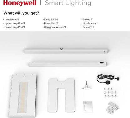 Honeywell LED Floor Lamp Modern - 02E Sunturalux Eye Caring Standing Light, 6000LM 60W 4000K Natural Daylight Dimmable Reading Tall Lampara for Home Office Living Room Bedroom