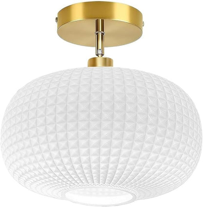 Semi Flush Mount Ceiling Light Fixture,Milk White Glass Ceiling Light,Kitchen Ceiling Light Fixture,Upgrade Sloped Ceiling Lights,Vintage Ceiling Lamp,Mid-Century Ceiling Light for Entryway Bedroom