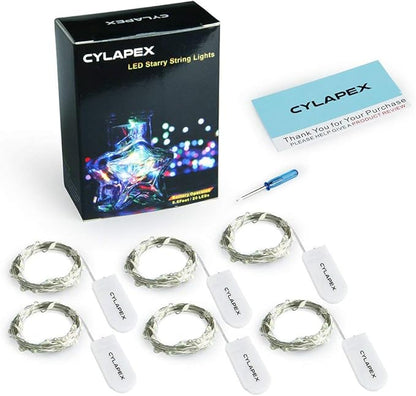 CYLAPEX 12 Pack Fairy Lights Battery Operated 7ft 20 LED Mini String Lights Silver Wire Firefly Starry Moon Lights for Halloween Wedding Mason Jars Party Christmas Centerpiece Table Decorations, Blue