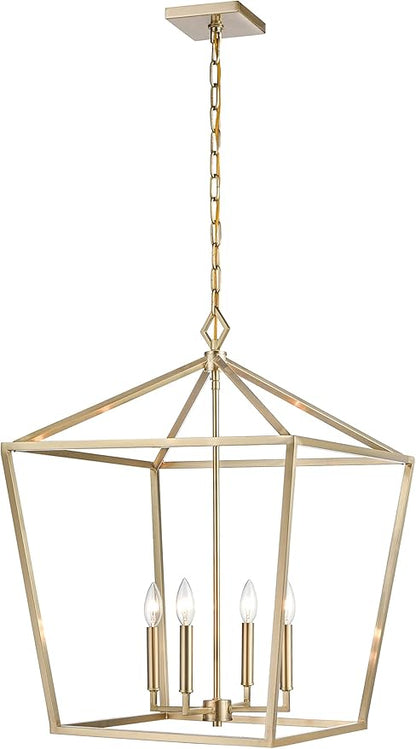 ML Lighting 3254-MG Transitional Four Light Pendant, Champ, Gld Leaf Finish, Modern Gold