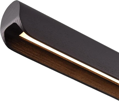 YISDESIGN Modern Linear LED Chandelier, 31" Wall-Dimmable Pendant Light Kitchen Island Light with Wood & Aluminum, 19W LED Pendant Light for Dining Room, Office, 100-240V, CRI>90 Black