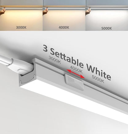 Leetdud Under Cabinet Lighting Plug in, 12 Inch 4 Pcs, Linkable AC120V 3CCT 3000K/4000K/5000K Ultra Slim, LED Under Cabinet Lights for Counter Light, Kitchen, Shelf, Sink, Workshop, Desk, White