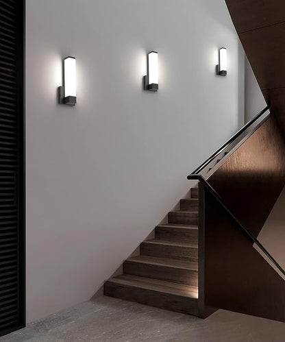 Dimmable Wall Lights for Bedroom Modern Black Indoor LED Hallway Sconces Corner Light 12" Inch Height 12W 4000K Bedside Stair Sconces Wall Lighting Lamps 110V AC.