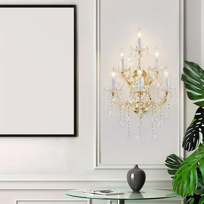 Large Modern Crystal Wall Lights - 6 Lights Maria Theresa Wall Lamp Chandelier Light Fixtures, Gold Wall Mounted Sconce for Hotel, Living Room, Hall, Lobby