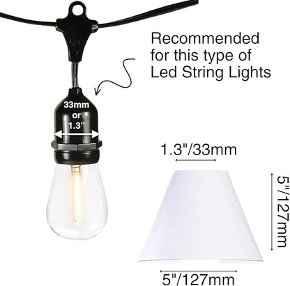 OluKai Designs Off White Outdoor Light Bulb Covers 24 Pack LED String Light Shades for Patio, Backyard, Garden, Party Decor