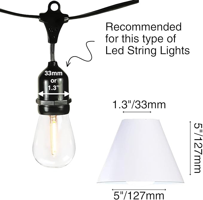 Off White Light Covers for Outdoor Lights – 8 Pack LED Lite Covers Decorative for String Lights – Outdoor Lights Bulb Cover Shades – Patio, Garden, Backyard Party Lighting