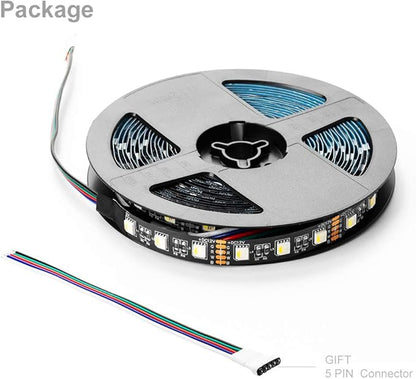 BTF-LIGHTING RGBW LED Strip Lights,UL Listed,5050 4 Colors in 1 RGB + 6000K-7000K Cool White,12V DC,16.4ft/5m 60LEDs/m 12mm Black PCB, IP30 for Home Decoration(No Adapter or Controller)
