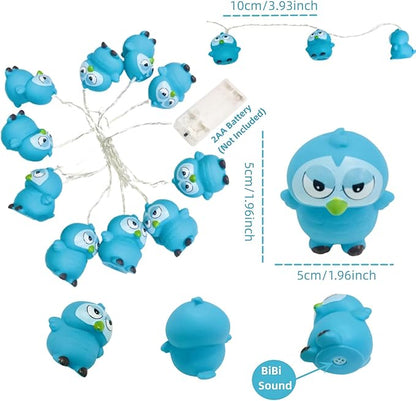 5.4 FT Owl String Lights,10 LED Christmas Owl Fairy Light Battery Operated for Home Party Camping Blue Owl Decoration (Blue Owl)