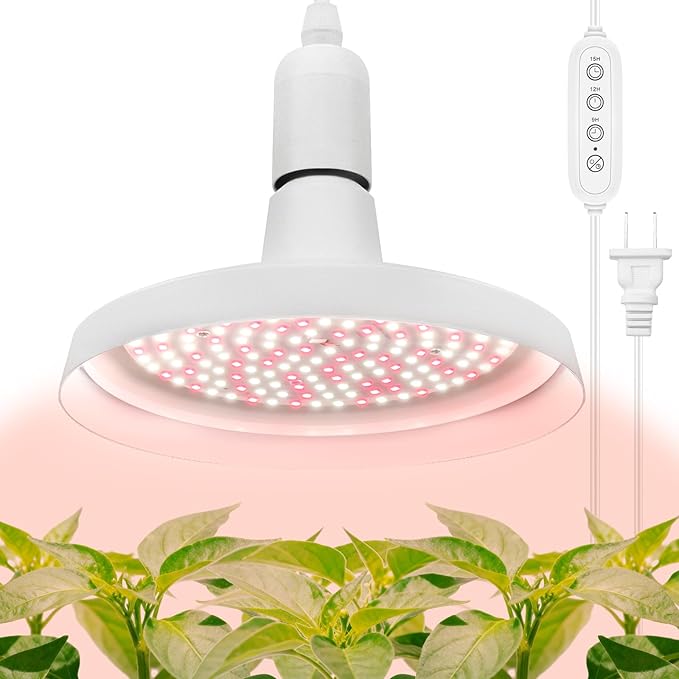 Hanging Grow Lights, 30W Full Spectrum, with Timer and 16.4FT Power Cord, Plant Lights for Indoor Growing, Garden, Flowers, Greenhouse (30W Grow Light(Timer))