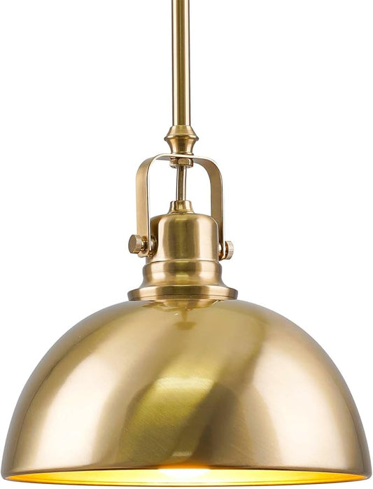 Kira Home Belle 9" Modern Industrial Gold Pendant Light with Dome Shade, Petit Retro Metal Gold Hanging Light, Cool Brass Finish