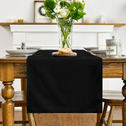 Artoid Mode Black Table Runner, Seasonal Halloween Washable Kitchen Dining Table Decoration for Home Party Decor 13x60 Inch