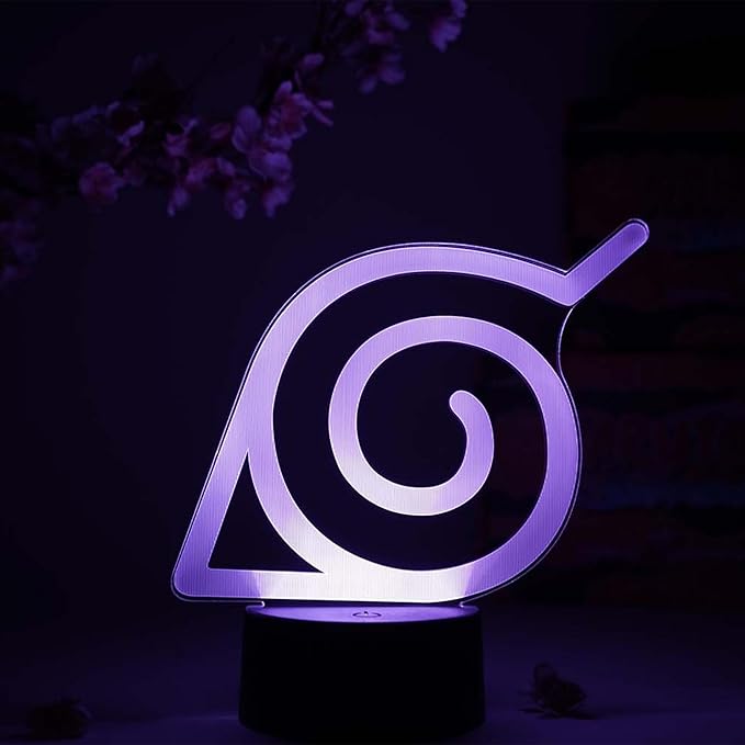 Otaku Lamps Konoha Leaf Naruto – Anime Night Light, 16 Color RGB LED – Gift for Otaku
