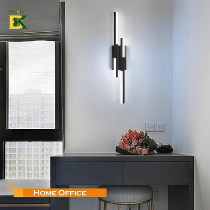 Benkut Modern LED Wall Sconce Black Remote Wall Light Fixtures for Bathroom, Dimmable Vanity Light Indoor LED Remote Wall Sconce for Bedside Bedroom Living Dining Room (27.6inch 3000-6500K 1 Pack)