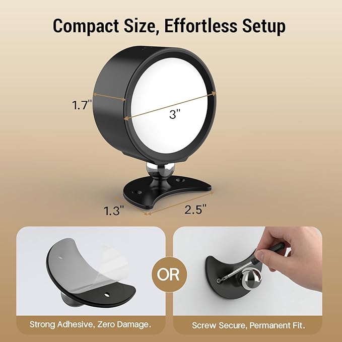 Battery Operated Wall Sconce, Remote Control, Wireless Rechargeable Mounted, 3 Color & 4 Brightness Level & 360°Rotate, Adhesive Lights for Wall Closet Hallway Reading (Black,Set of 2)