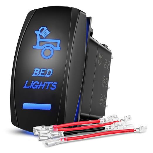 Nilight Bed Lights Rocker Switch Led Light Bar 5 Pin Laser On Off SPST switches 20A/12V 10A/24V for Truck Pickup Rock Cars Boats Cargo Camper Van RVs