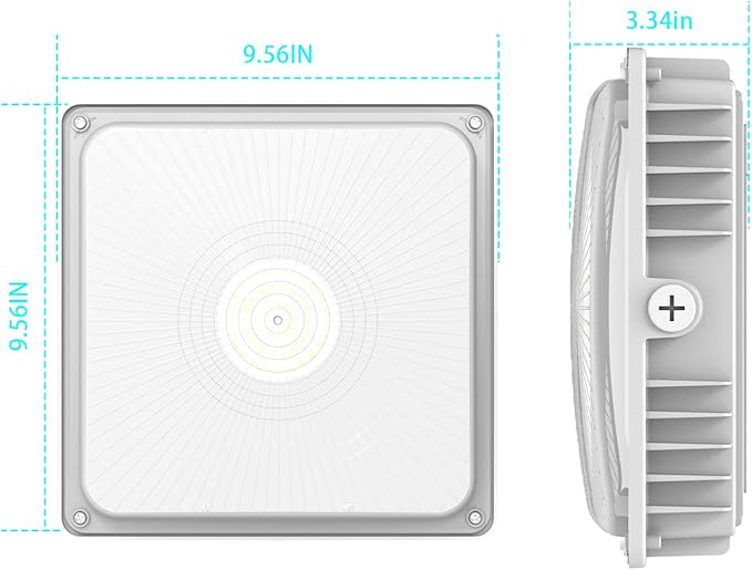 2 Pack LED Canopy Light Fixture,HID/HPS Replacement, 9.5" x 9.5", LED Shop Light, 5700K, AC100-277V, IP65 Waterproof,Canopy Light Outdoor for Gas Station,Warehouse (75W-2P)