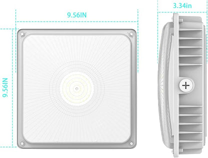 LED Canopy Lights Outdoor, with Selectable Wattage (100/80/60W) and CCT,IP65 Waterproof, for Carport, Gas Station, Tunnel, Warehouse, Inner Parkinglot,Shop Lights 10 * 10 (50W-6P)