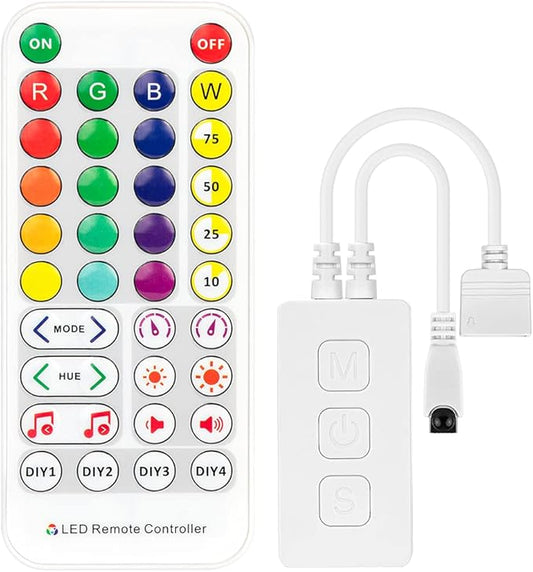 BTF-LIGHTING RGBW LED Strip Music Controller SP614E Bluetooth APP Built-in Mic Group Control for 5 pin + R G B W LED Module Strip Light Triple Control APP /3 Keys Button/IR Remote DC5V/12V/24V