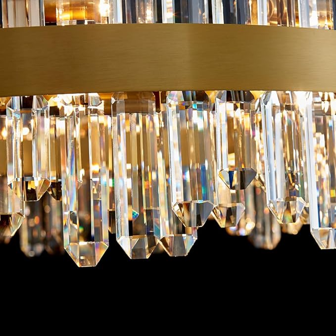 Gold Modern Oval Crystal Chandelier, 24-Lights Luxury Chandeliers Modern 2-Tiers K9 Crystal Chandelier Pendant, Light Fixture G9 Lights for Dining Living Room Entryway Kitchen Dia 30 inch