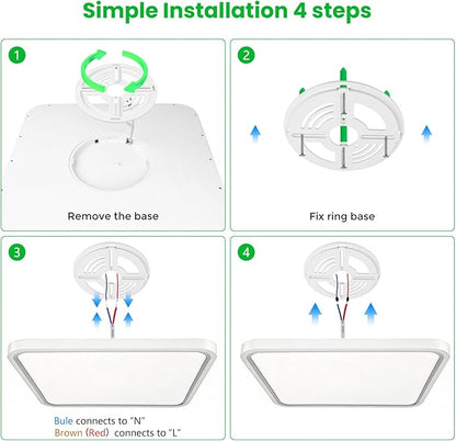 15.7Inch 32W Square LED Ceiling Light Fixtures Flush Mount, 5000K Daylight White LED Ceiling Lamp, Surface Mount Modern Ceiling Lights, White Slim Flat Panel Lighting for Bedroom, Kitchen, Bathroom