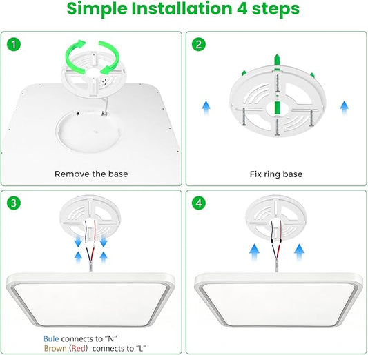 15.7Inch 32W Square LED Ceiling Light Fixtures Flush Mount, 5000K Daylight White LED Ceiling Lamp, Surface Mount Modern Ceiling Lights, White Slim Flat Panel Lighting for Bedroom, Kitchen, Bathroom