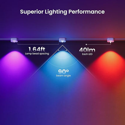 YEELIGHT Permanent Outdoor Lights, 100FT RGB LED String Lights with 16 Million Colors and Music Sync, Outside Lights for House with App Control, Waterproof Outside Eaves Lighting Decor for Parties