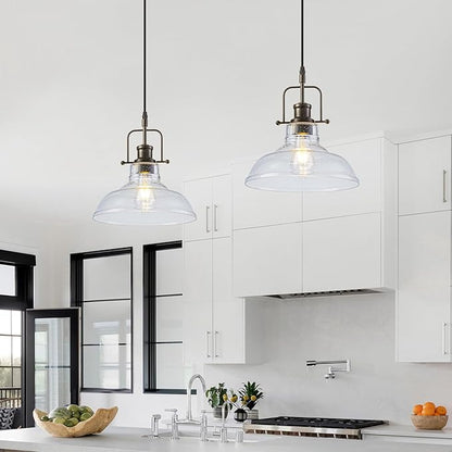 WILON Seeded Glass Pendant Lights,11 Inch Rust-Coloured Pendant Lights Kitchen Island with E26 Base Vintage Hanging Ceiling Lamp for Kitchen Sink Hallway Dining Room Entry Hall