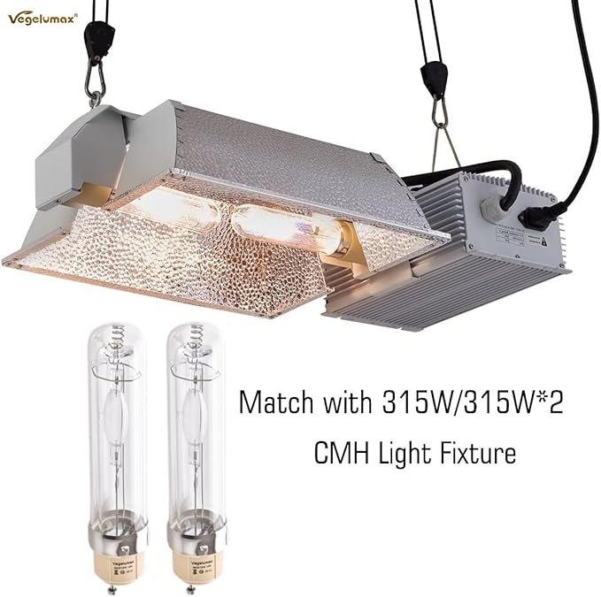 MH 315W Metal Halide Grow Light Bulb Lamp Full Spectrum CCT 10000K,High Efficiency Enhanced Blue Spectrum CDM for Flowering,Compatible with CMH 315 Grow Bulb Fixture PGZX 18 Socket,2Pack