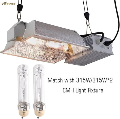 MH 315W Metal Halide Grow Light Bulb Lamp Full Spectrum CCT 10000K,High Efficiency Enhanced Blue Spectrum CDM for Flowering,Compatible with CMH 315 Grow Bulb Fixture PGZX 18 Socket,2Pack