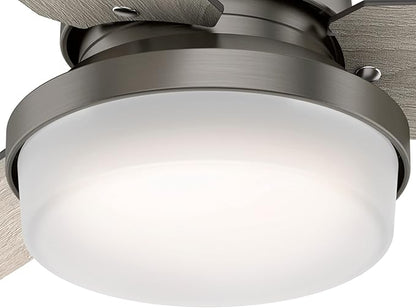 Hunter 44 inch Indoor Ceiling Fan with LED Light and Remote Control - Standard Mount Ceiling Fan, 3 Blades, For Bedroom, Living Room, or Kitchen - Sentinel 50393, Brushed Slate