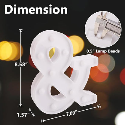 LED Marquee Sign Light Up Letters, Alphabet Light Up Letters Sign, Battery Powered LED Letter Lights for Night Light, Wedding, Birthday, Party, Christmas or Home Decor (Symbol &)