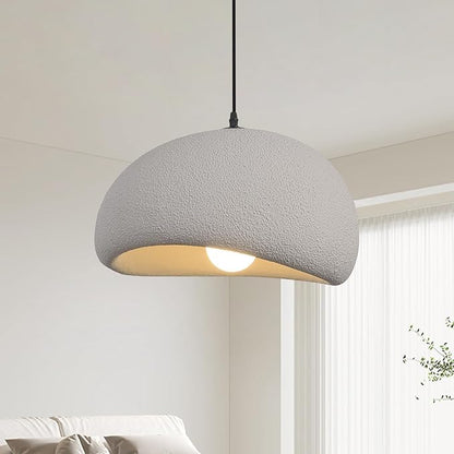 15.7in Wabi Sabi Pendant Light, Kitchen Island Lighting Fixture Ceiling Mount Japanese Lamp Japandi Chandelier for Dining Living Room Hallway Bedroom Restaurant Hanging Lamp, Grey 1 Pack
