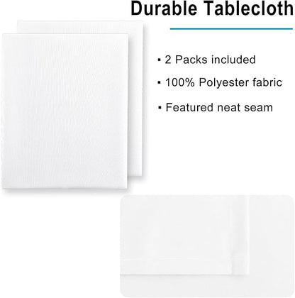 Hiasan 2 Pieces White Square Tablecloth - Waterproof and Spillproof Restaurant Washable Polyester Table Cloth for Dining Room, 54 x 54 Inch