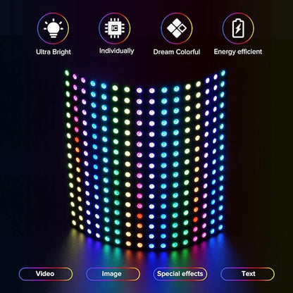 BTF-LIGHTING 2 Pack WS2812B ECO RGB Alloy Wires 5050SMD Individual Addressable 16X16 256 Pixel LED Matrix Flexible FPCB Full Color Works with WLED,SP802E Controllers Image Video Text Display DC5V