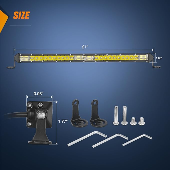 Nilight Slim LED Light Bar 21 Inch 52LED Single Row Spot Flood Combo Fog Driving Work Lighting Roof Bumper Lamp Offroad for 4x4 Trucks SUV ATV UTV