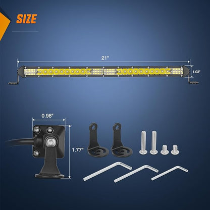 Nilight Slim LED Light Bar 21 Inch 52LED Single Row Spot Flood Combo Fog Driving Work Lighting Roof Bumper Lamp Offroad for 4x4 Trucks SUV ATV UTV