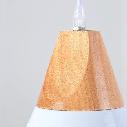 White Pendant Lights Kitchen Island,White Pendant Lights Farmhouse,Adjustable Wood Hanging Light Fixture,Industrial Pendant Lighting for Dining Room,Living Room,Bedroom,Hallway,Kitchen,Bar