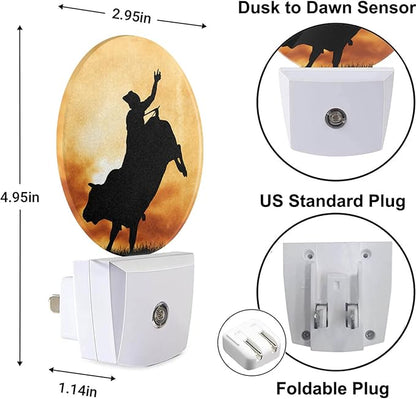 Cowboy Night Lights Wild West Cowboy on Horseback LED Night Light Plug into Wall with Dusk to Dawn Sensor for Girls Boys Women Men Room Decor, Hallway, Kitchen, Bathroom, Nursery