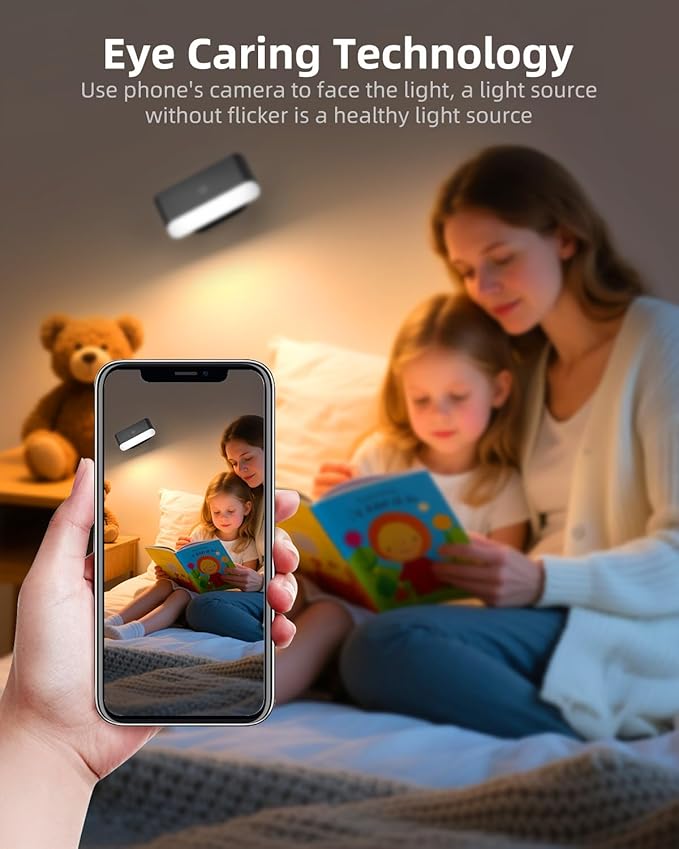 Battery Operated Wall Sconce Set of 2, Rechargeable LED Wall Mounted Light with Remote Control, Stick On Magnetic Wall Lights for Bedroom, 3 Modes Dimmable Bedside Reading Wall Lamps for Bedroom