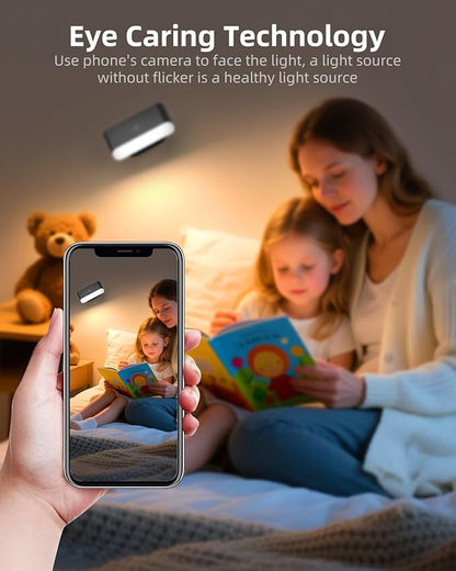 Battery Operated Wall Sconce Set of 2, Rechargeable LED Wall Mounted Light with Remote Control, Stick On Magnetic Wall Lights for Bedroom, 3 Modes Dimmable Bedside Reading Wall Lamps for Bedroom