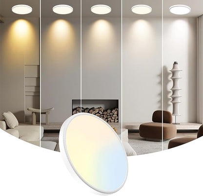 WKONCLDY 7.5Inch LED Ceiling Lights, 5 Colors Selectable (3000K/3500K/4500K/5000K/6000K) Flush Mount Ceiling Lights, Ultra Thin LED Ceiling Lights Fixtures 0.87Inch for Dinning Room