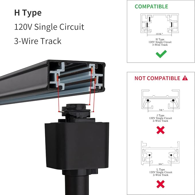mirrea 6 Pack LED Track Lighting Heads Compatible with Single Circuit H Type Track Lighting Rail Ceiling Spotlight for Accent Task Wall Art Exhibition Lighting 6.5W 24° Black (3000K Warm White)