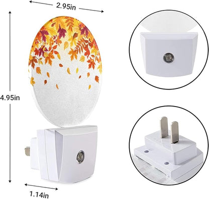 EKOBLA Autumn Maple Leaf Plug-in Night Light, Red & Yellow Fall Leaves LED Nightlight with Dusk to Dawn Auto Sensor for Bathroom, Hallway & Kitchen