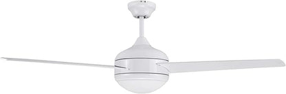 Design House 156513-WHT Treviento LED 52-inch Contemporary Indoor Ceiling Fan with LED Light Kit, 3-Blade, Reverse Airflow, Remote Control, White