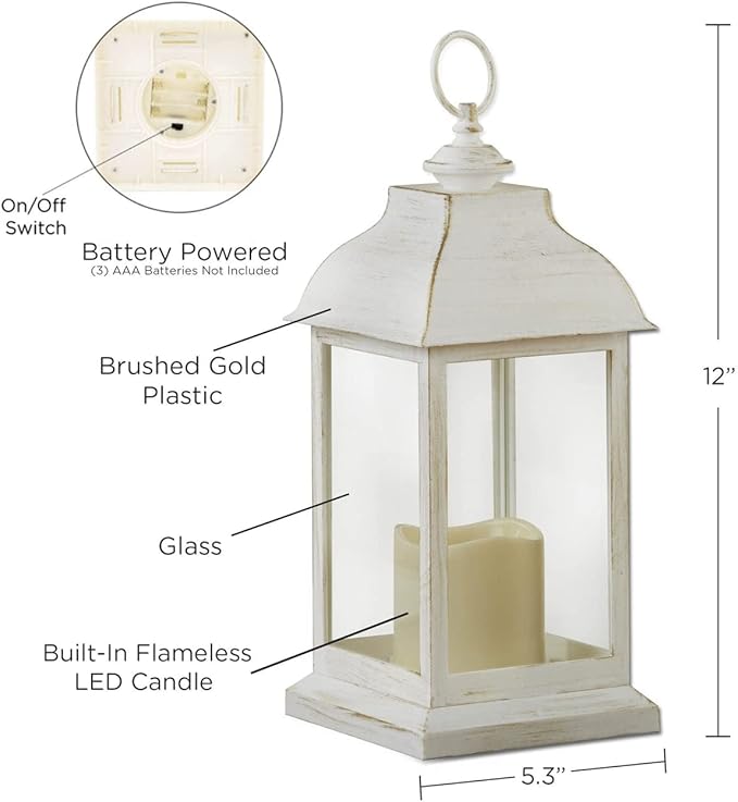 6PCS LED Decorative Lanterns, Kate Aspen White Vintage Rustic Home Décor Lantern Tabel Centerpiece for Wedding, Bridal Shower, Anniversary Party - Manchester